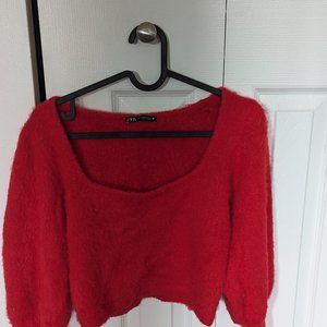 Cropped red sweater